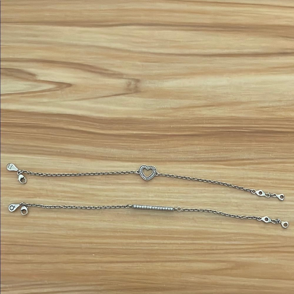 Pandora Silver Chain Bracelets with Adjustable Design